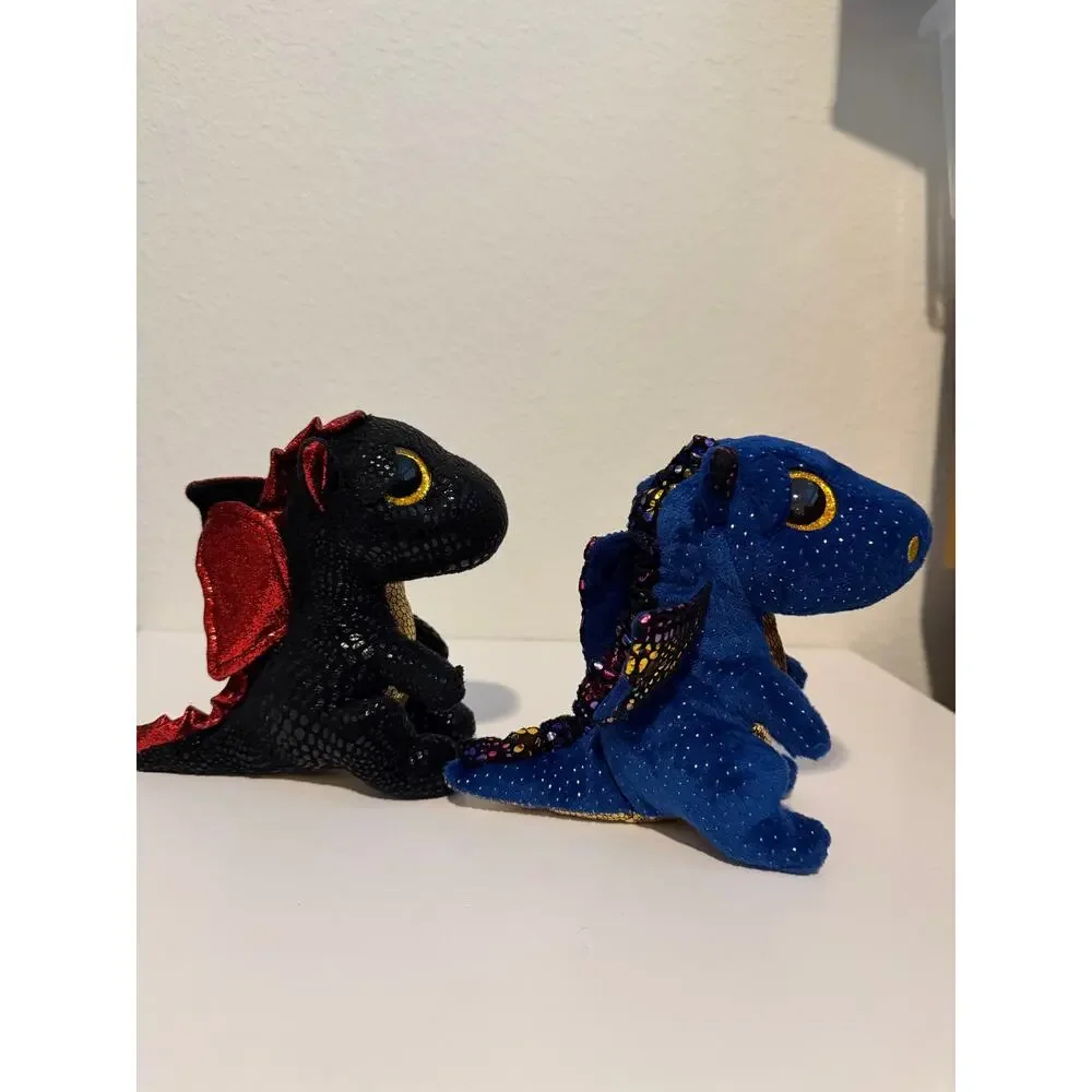 Ty Beanie Boos Dragons Saffire Grindal Black Blue Plush Stuffed Animal Toy 6”